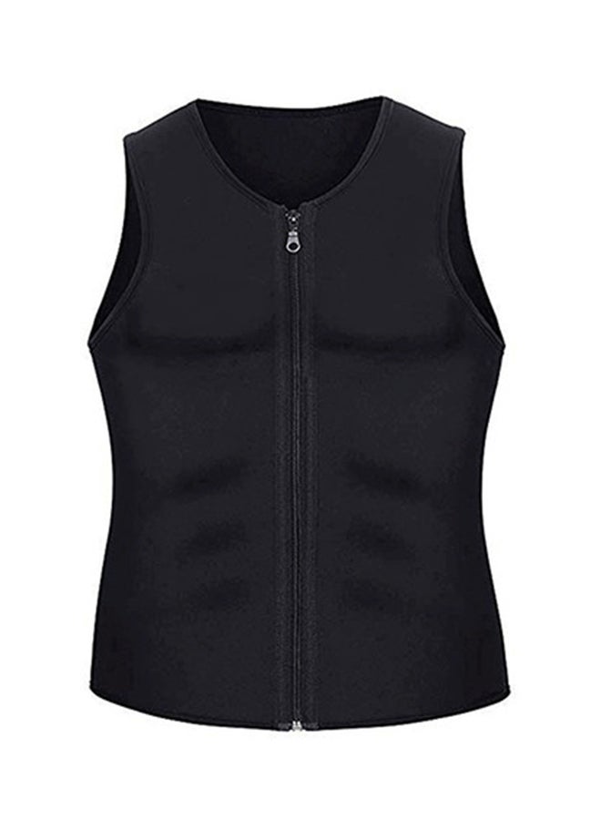 Zip Up Cotton Training Vest Black