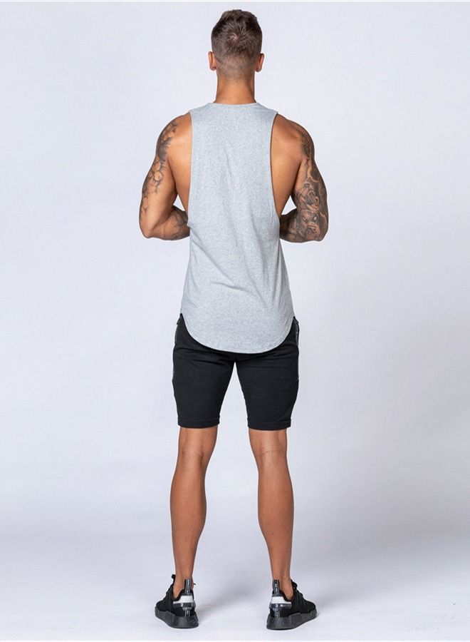 Solid Color Loose Sports Vest Grey