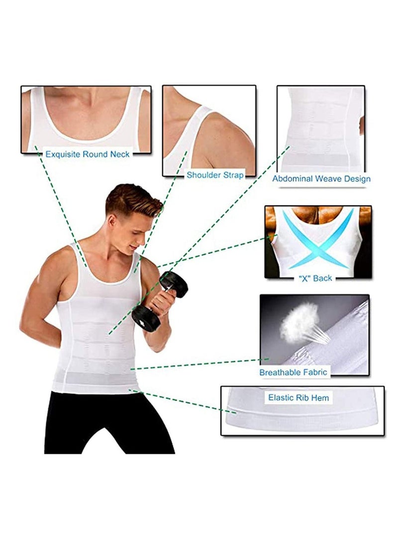 Mens Compression Tank Top Slimming Body Shaper Vest Shirts Abdomen Slim Gym Shirt Shapewear Athletic Base Layer for Moisture Wicking Running Training