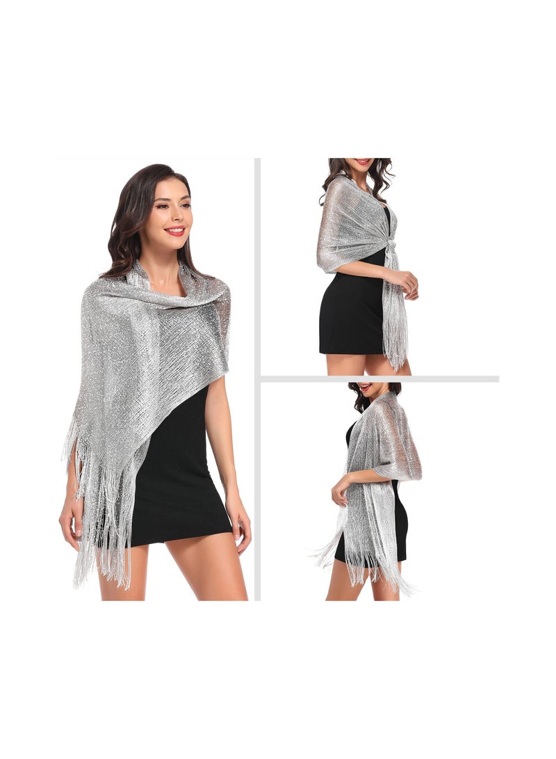 Shawls and Wraps, Sparkling Metallic Shawls and Wraps, Women’s Sparkling Shawls and Wraps, for Evening Party/Wedding/Formal Dresses (with Free Buckle)