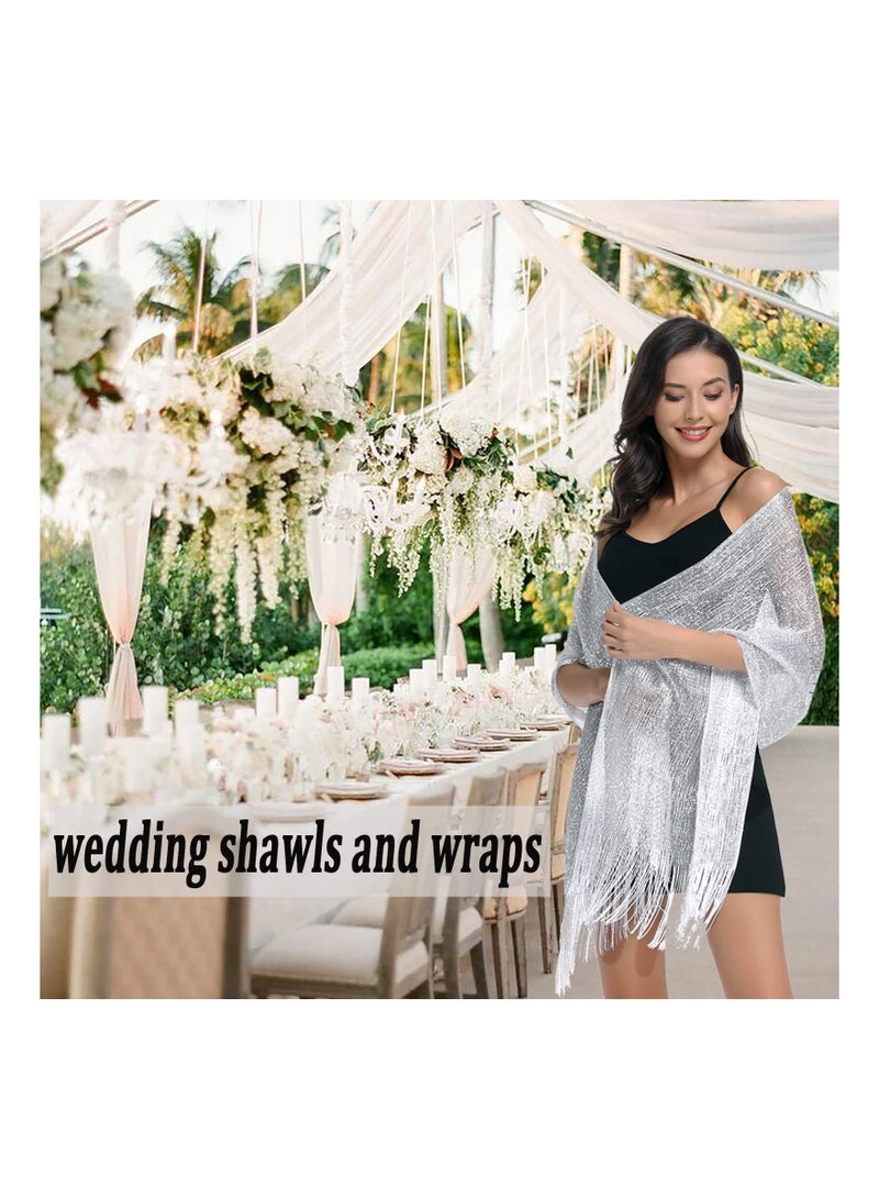 Shawls and Wraps, Sparkling Metallic Shawls and Wraps, Women’s Sparkling Shawls and Wraps, for Evening Party/Wedding/Formal Dresses (with Free Buckle)