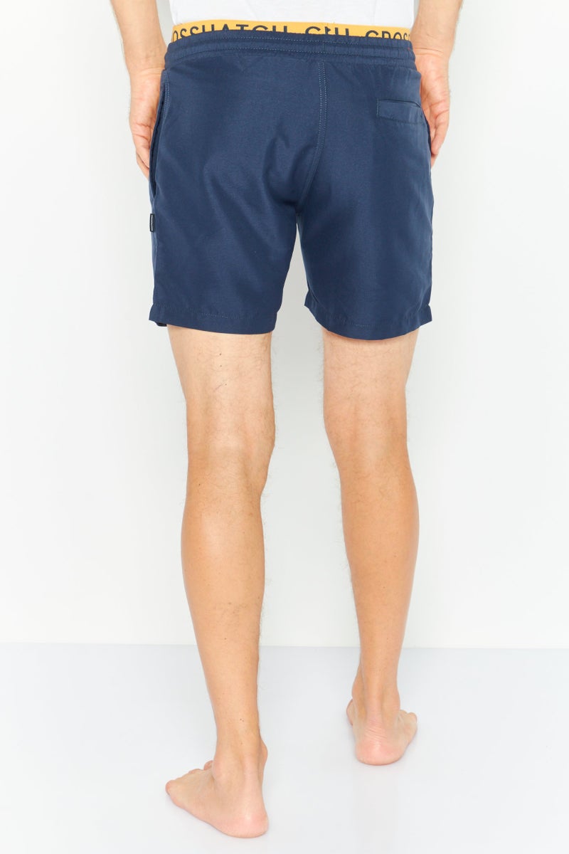 Men Brand Logo Board Shorts, Swimwear, Navy