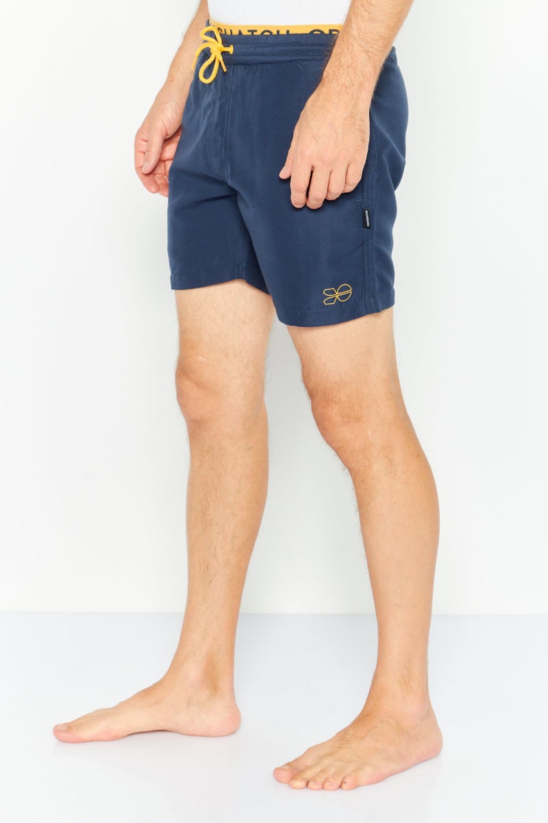 Men Brand Logo Board Shorts, Swimwear, Navy