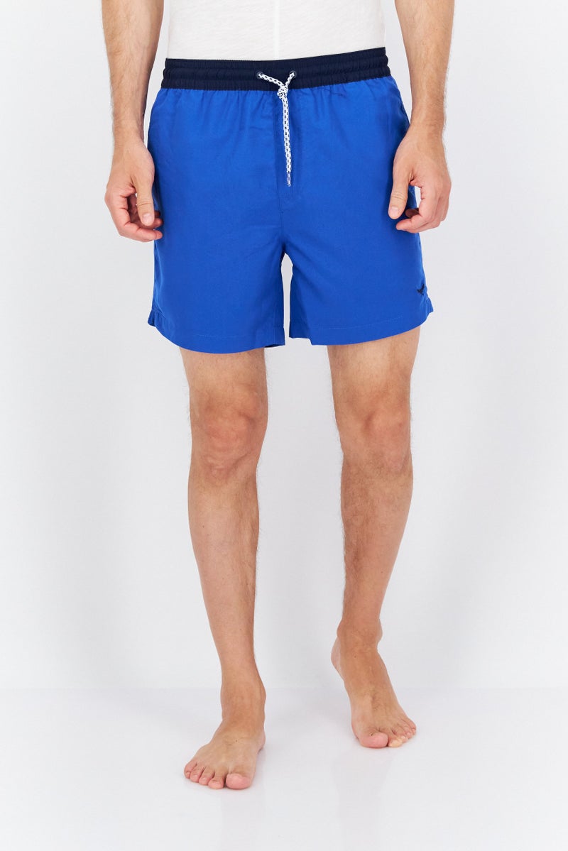 Men Brand Logo Drawstring Board Shorts, Blue