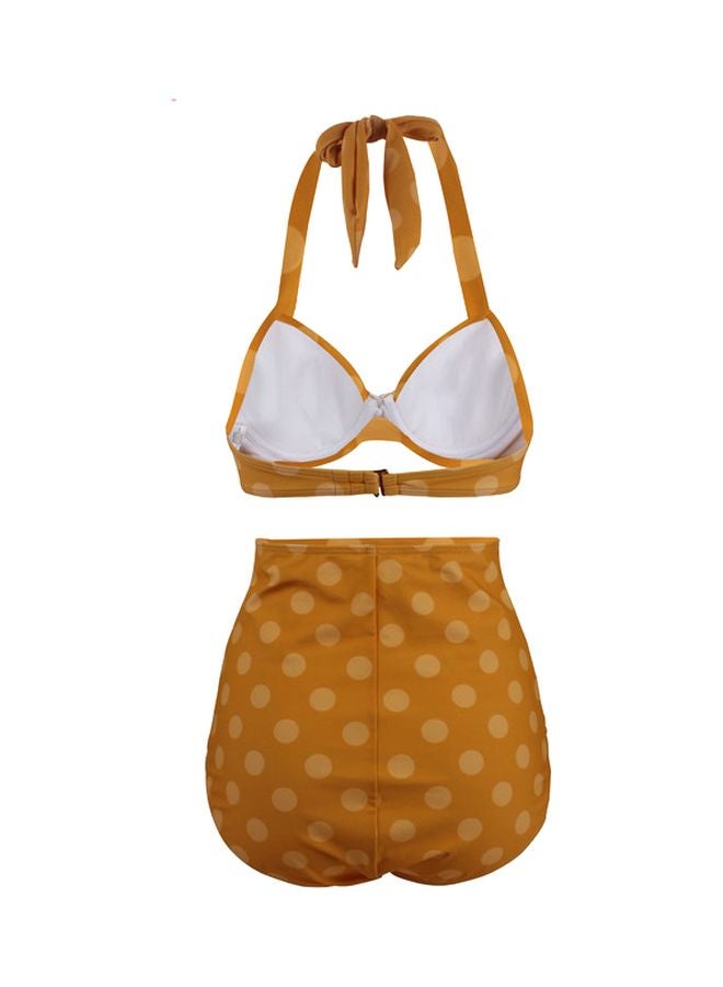 Polka Dots Printed Swimsuit Yellow