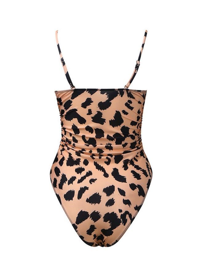 Leopard Pattern One Piece Swimsuit Pink/Black