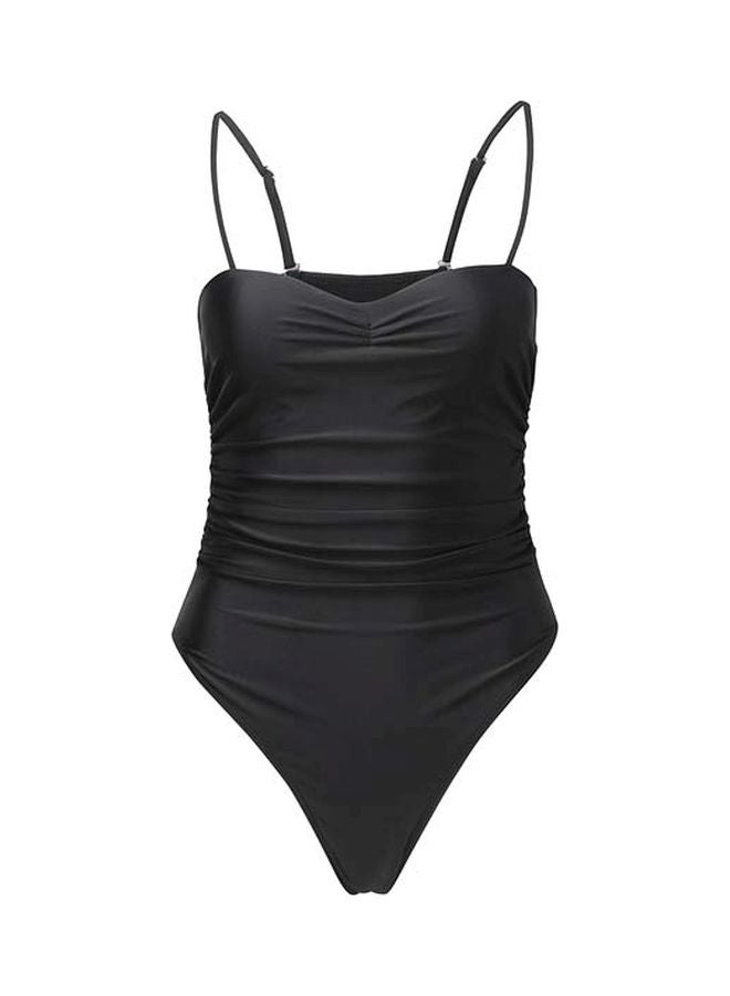 Solid One Piece Swimwear Black