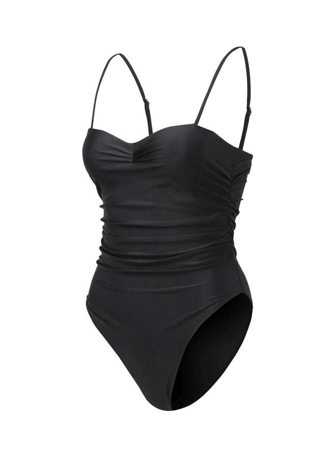 Solid One Piece Swimwear Black