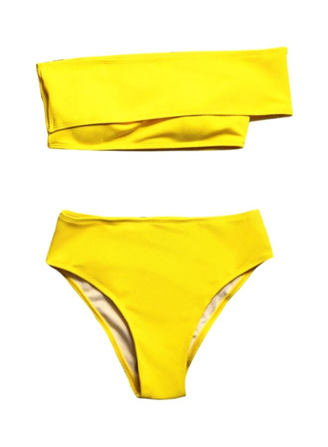 2-Piece Solid Swimwear Swimsuit Yellow