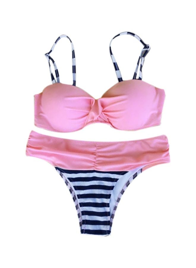 2-Piece Striped Bikini Set Pink/Blue/White