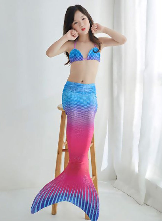 2-Piece Mermaid Design Swimsuit Blue/Pink