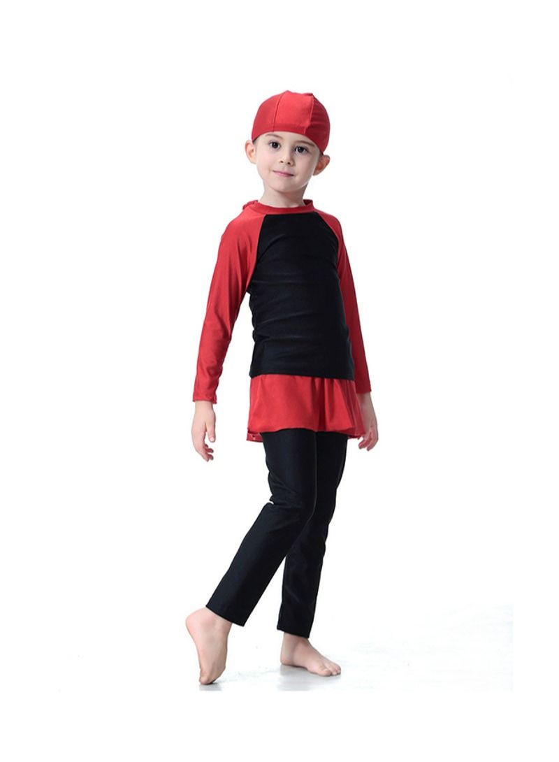 Two-Tone Long Sleeve Burkini Black/Red