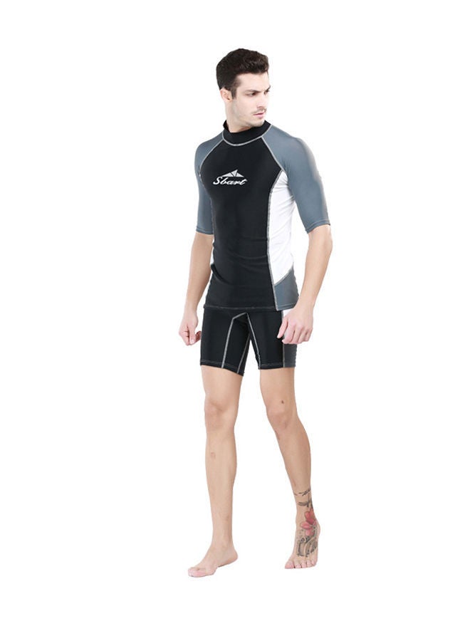 Scuba Diving Short And Sleeve Shirt With 1.5mm Neoprene Rash Guard Grey/Black