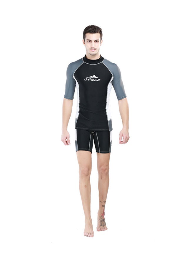 Scuba Diving Short And Sleeve Shirt With 1.5mm Neoprene Rash Guard Grey/Black