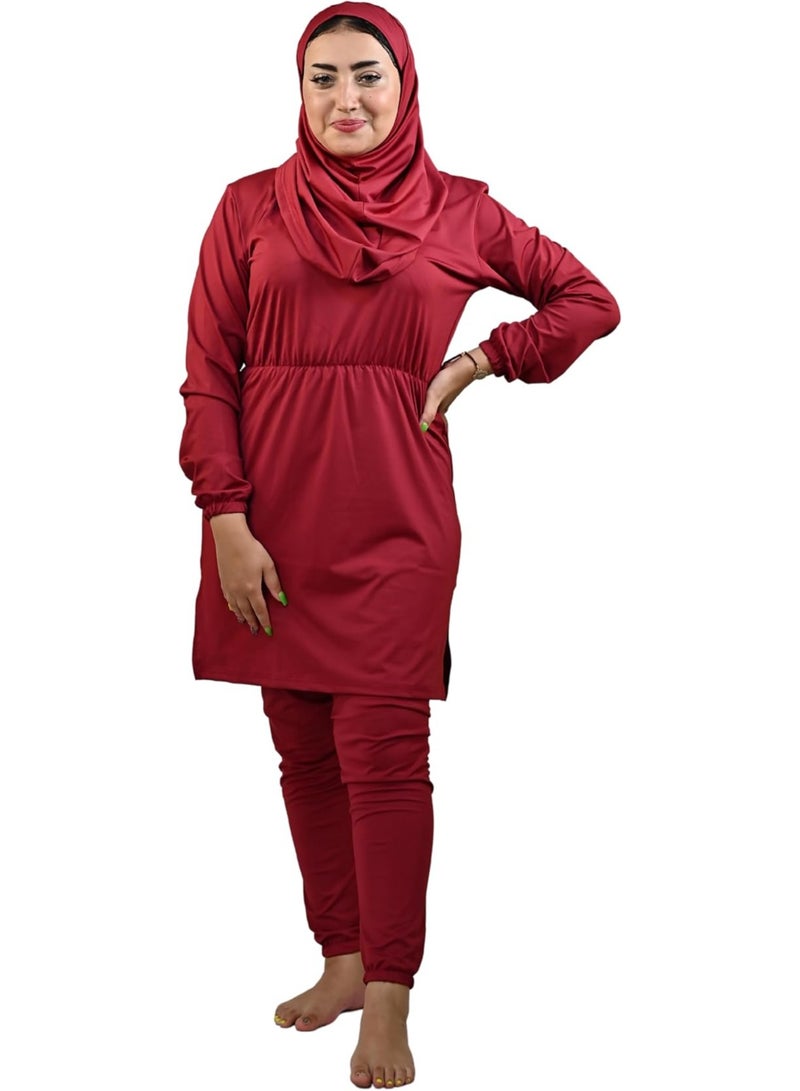 Burkini Swimsuits for Women. Modest Muslim Swimsuit Islamic. Long Sleeve Burkini with Full Cover Hijab and long Pants. Bathing Suit.