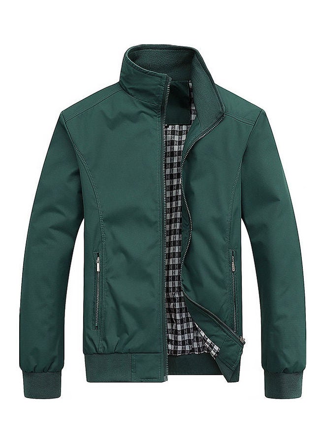 Stand Collar Winter Jacket Green