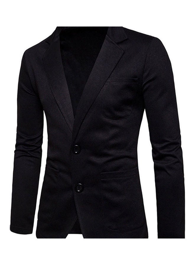 Slim Fit Two Button Coat Black