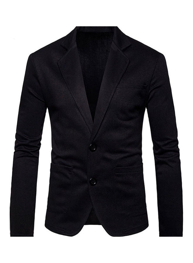 Slim Fit Two Button Coat Black