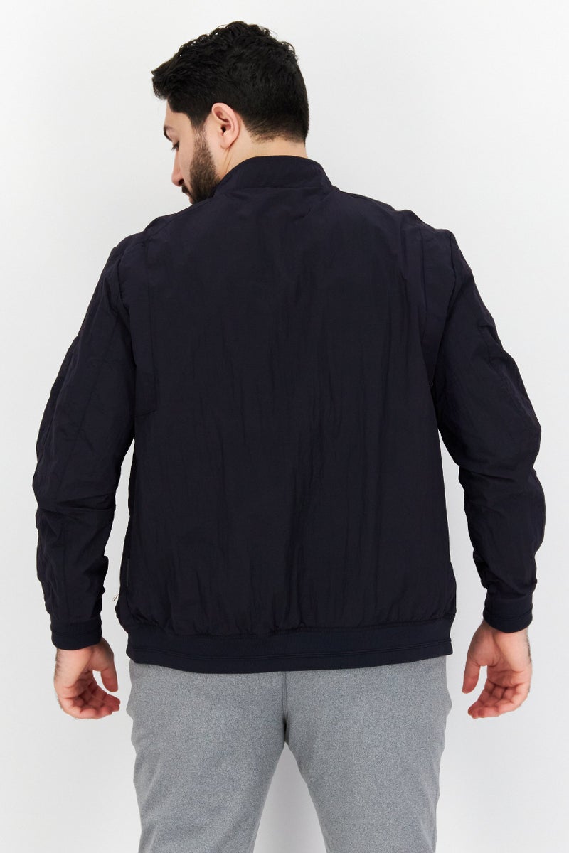 Men Plain Windbreaker Jacket , Navy Blue