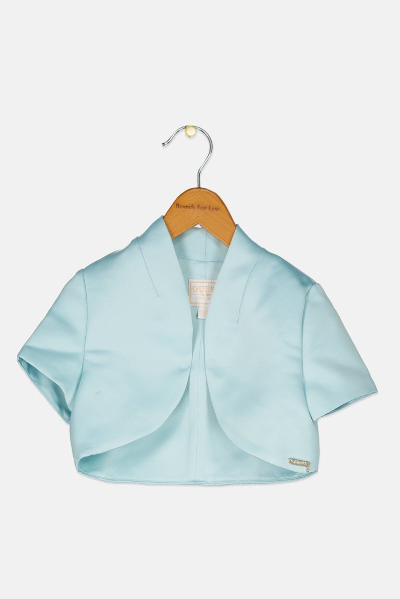 Kids Girl Plain Open Front Jacket, Mint Green