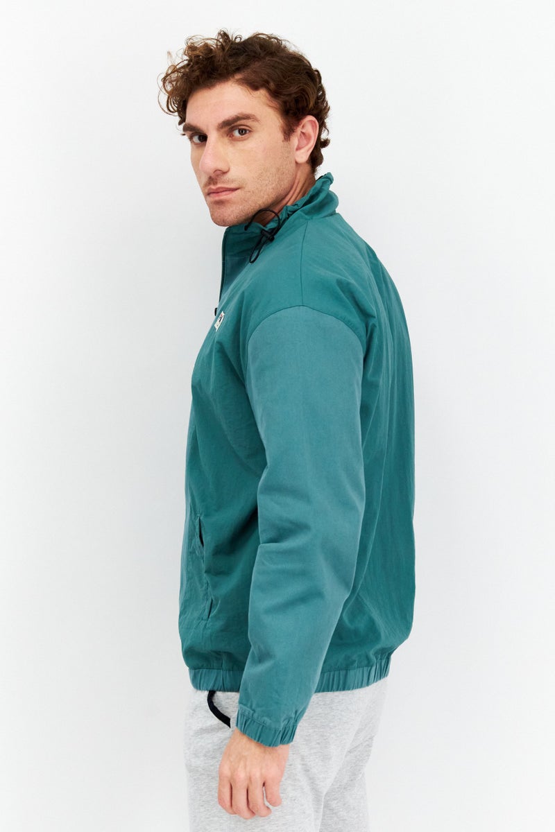 Men Sportswear Fit Mock Neck Long Sleeve Outdoor Jacket, Green