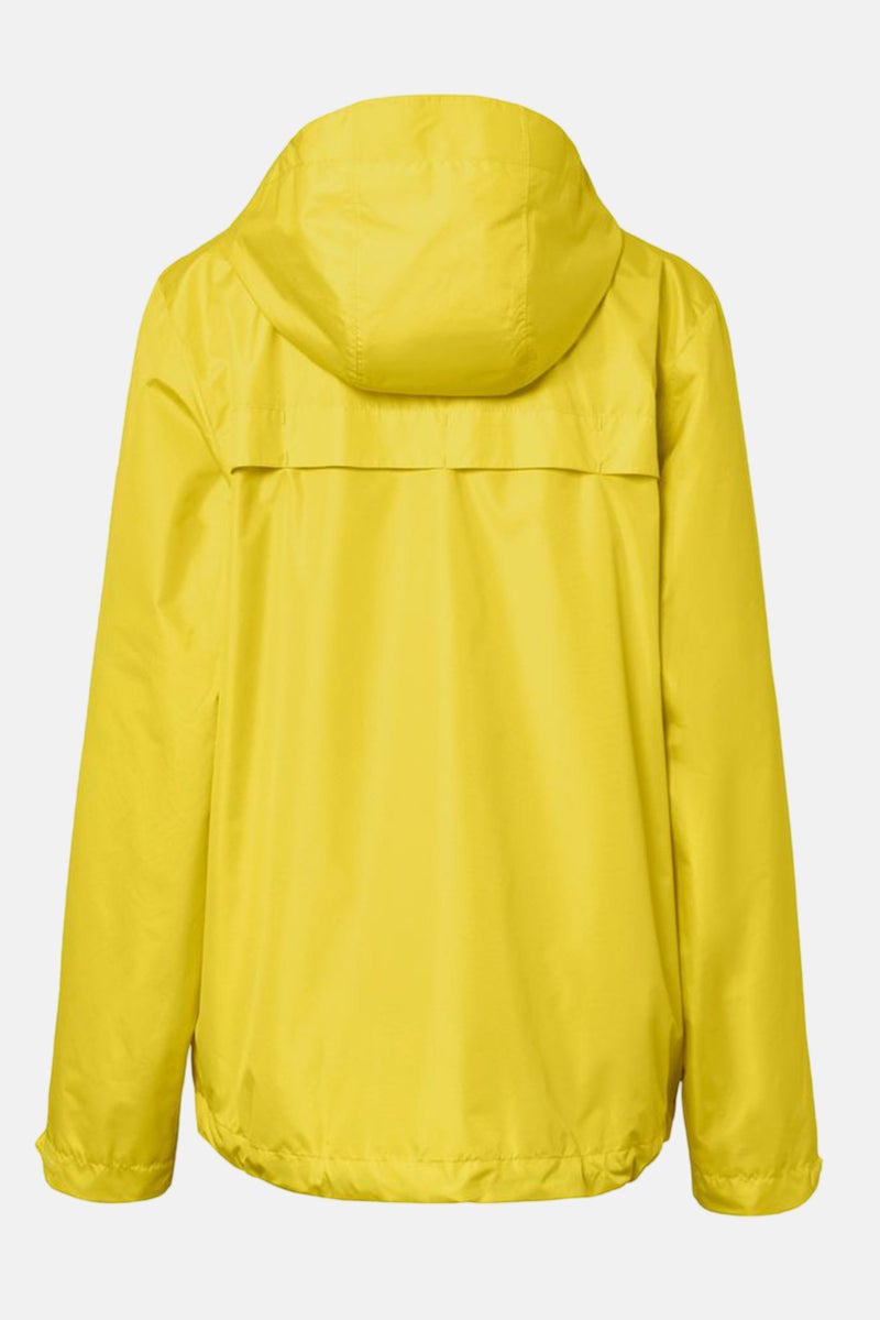 Women Hooded Long Sleeve Solid Rain Jacket, Yellow