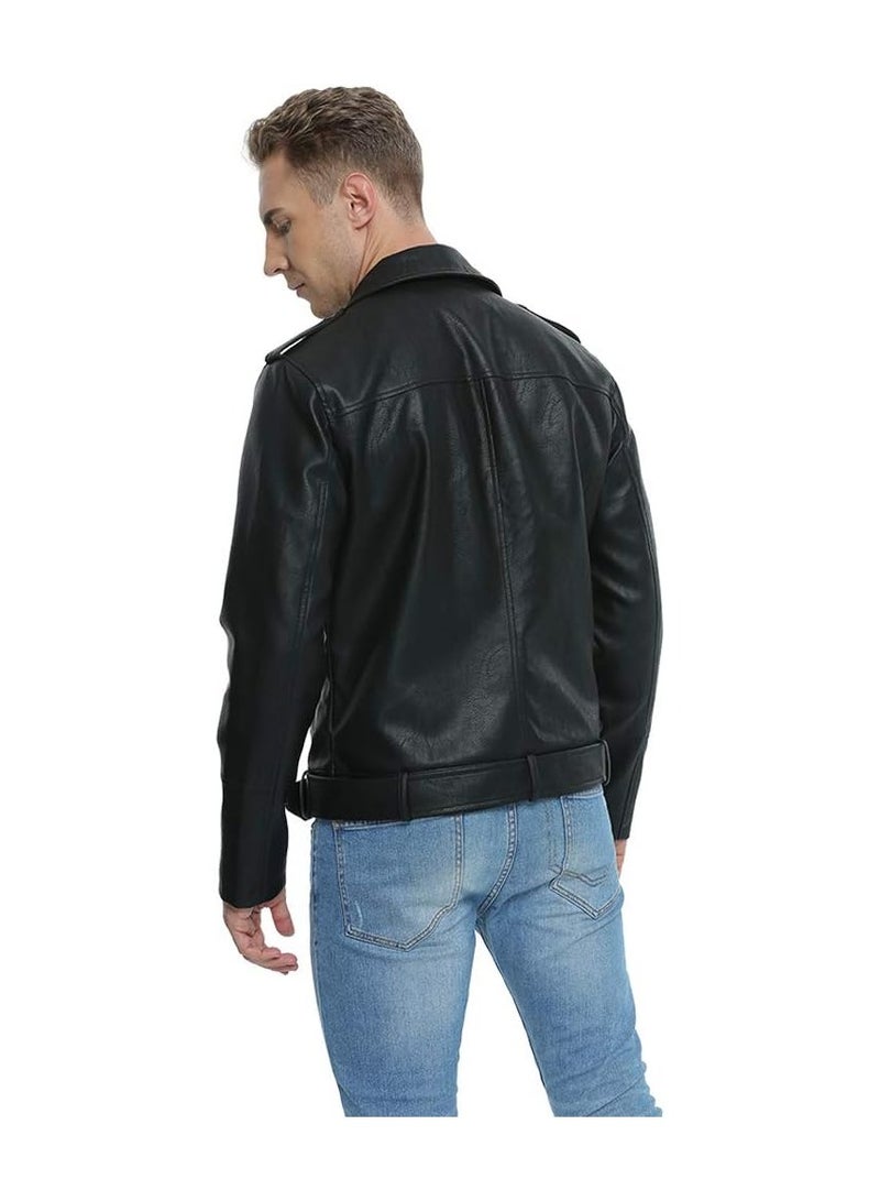 MENS BLACK MOTORCYCLE JACKET-BLACK BOMBER  JACKET