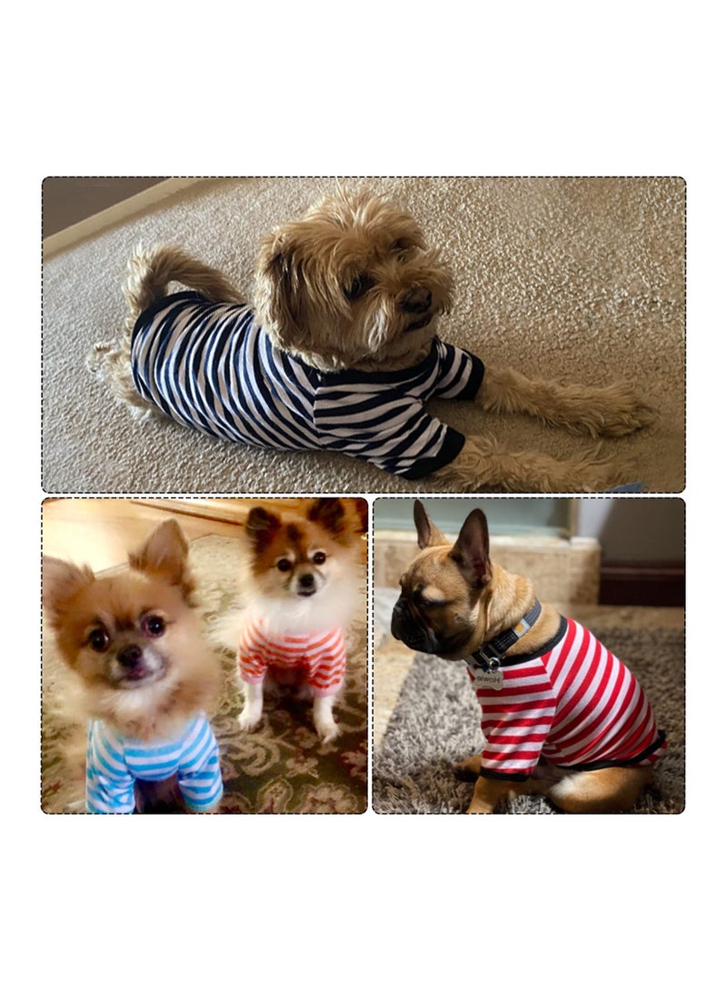 6-Pack Striped Dog T-Shirts, Breathable Colorful Pet Apparel for Small to Medium Dogs, Stylish Sweatshirts for Puppies (Small Size)