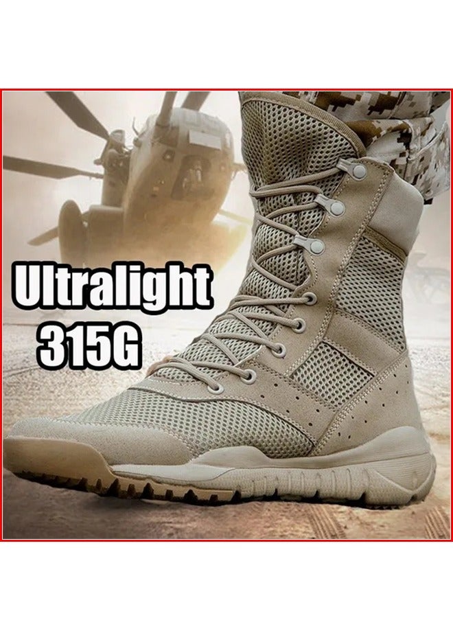 1-Pair Ultra Light Waterproof Fabric Breathable Combat Boots,Men's Outdoor Desert Boots Shoes,Mesh Light Military Fans Shoes