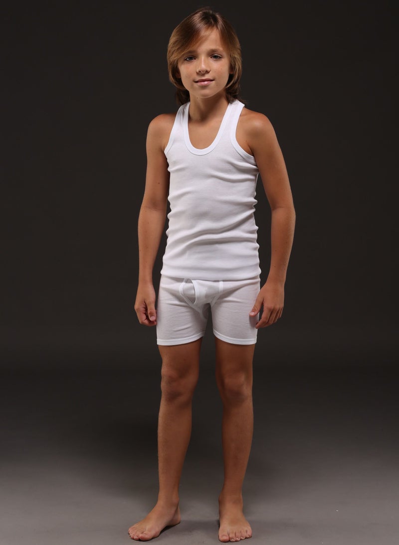Boys Cotton white undershirt,Vest and boxer underwear set(PACK OF 12)(9-10 YEARS)