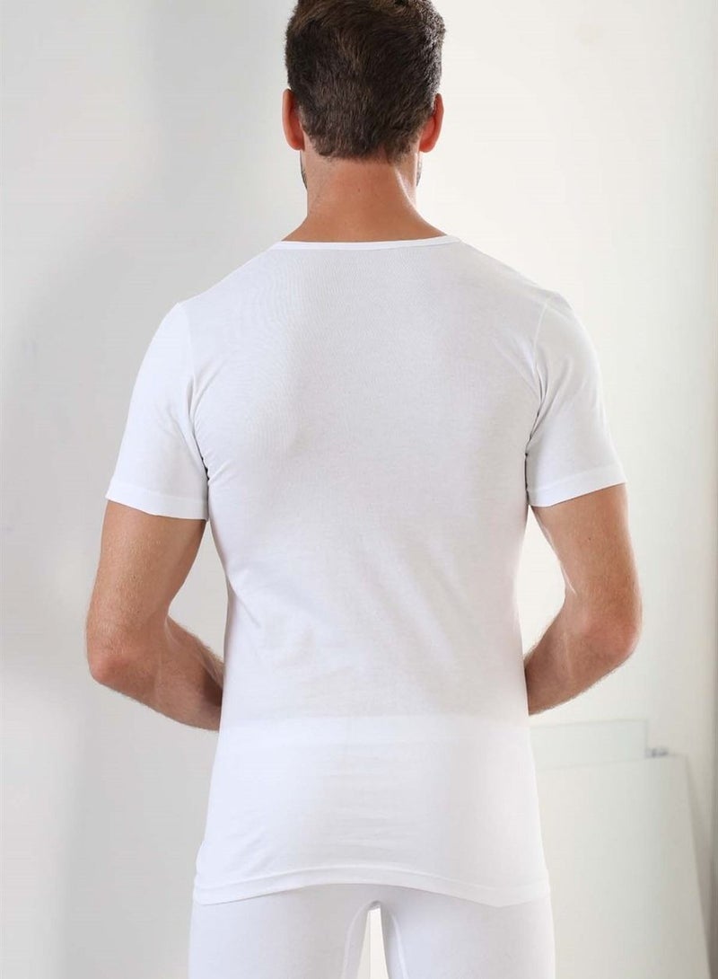 Men's White Cotton V Neck T-Shirt Undershirt (pack of 6)(XXL) Made in Turkey