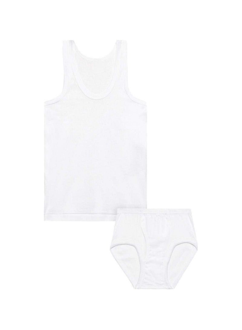 EveryOne White Cotton Vest and Brief Underwear Set For Boys, cotton undershirt vest and brief boys(pack of 6||)(13-14 years)