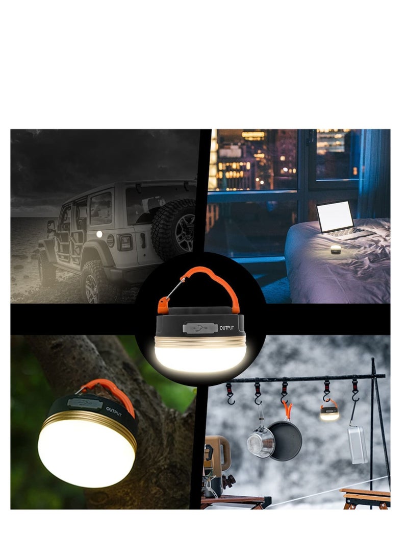 LED Camping Lantern Rechargeable  Portable Tent Light 300LM 3 Light Modes,1800mAh Power Bank,with Magnet Base,Electric Lantern Flashlight for Camping Hiking Fishing Hurricane Emergency2 Packs