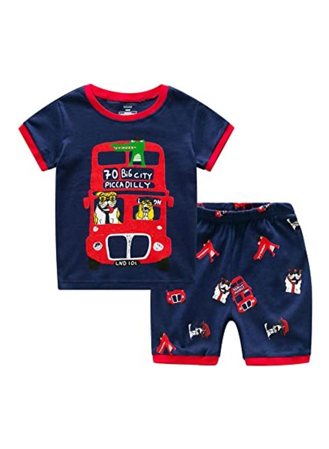 T-Shirt And Shorts Sleepwear Set Multicolour