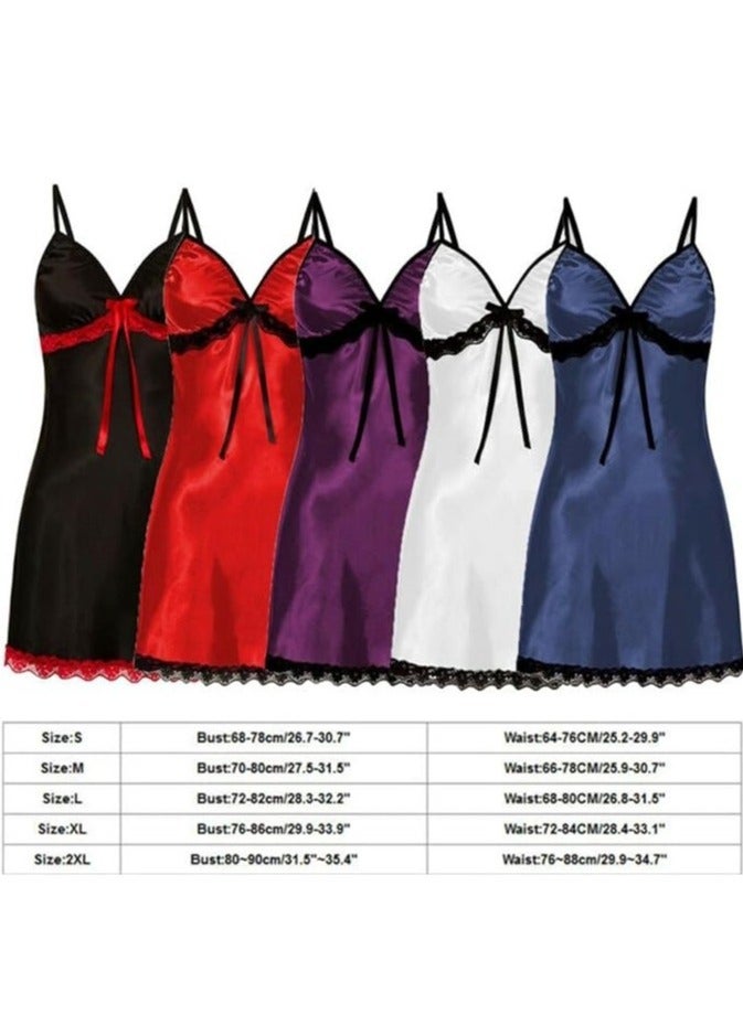 2 Pack Women XL Size Silk Nightwear Slip Dress Pajamas Robe Sleepdress Nightdress Deep V Neck Solid Color Satin Silk Lace Comfortable / Size(cm) XL Bust: 76-86 Waist: 72-84