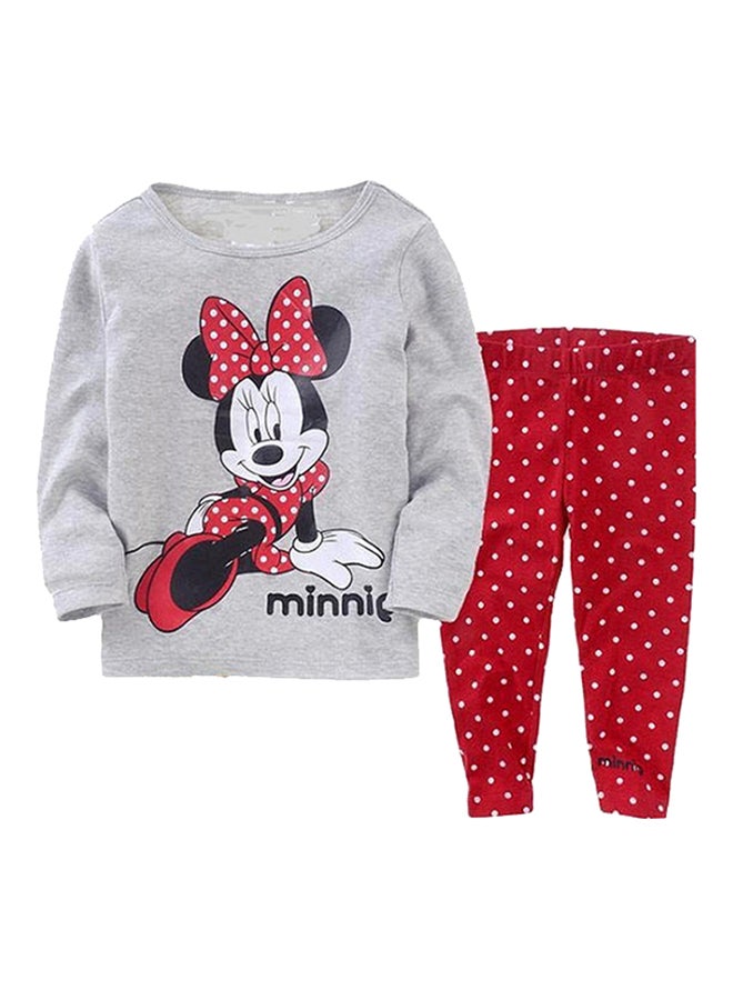 Girls Minnie Graphic T-Shirt and Pyjama Set Red