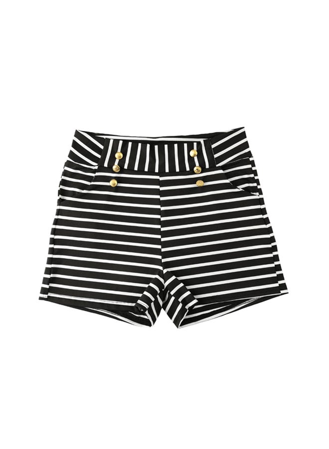 Striped Pattern Shorts Black/White