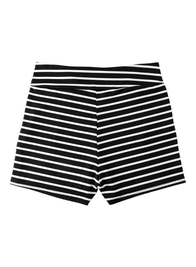 Striped Pattern Shorts Black/White