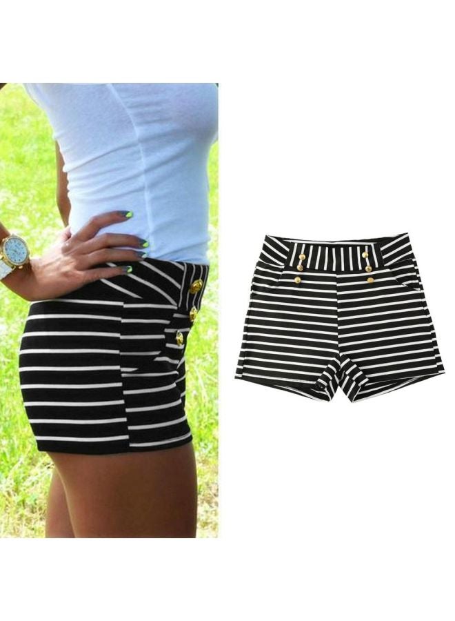 Striped Pattern Shorts Black/White