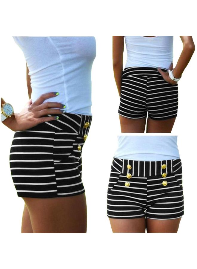 Striped Pattern Shorts Black/White