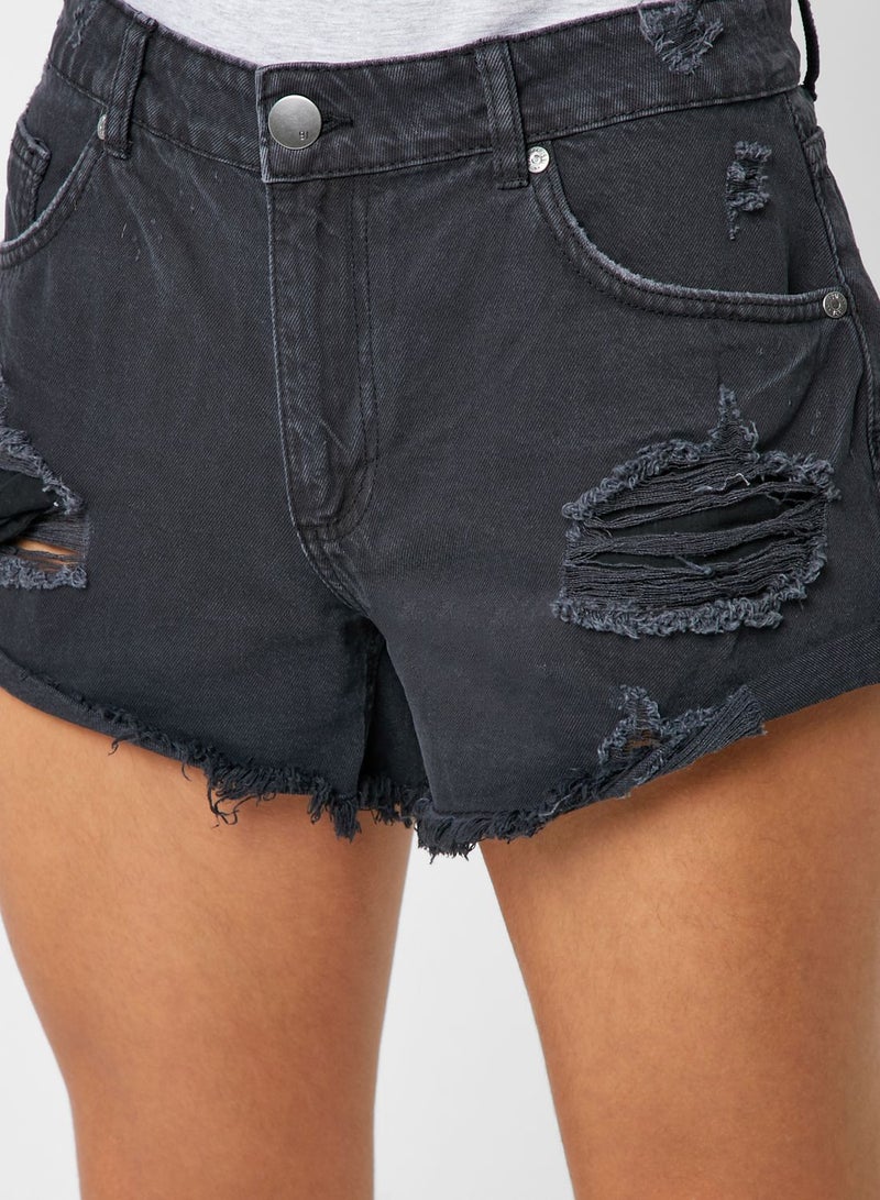 Raw Hem Denim Shorts