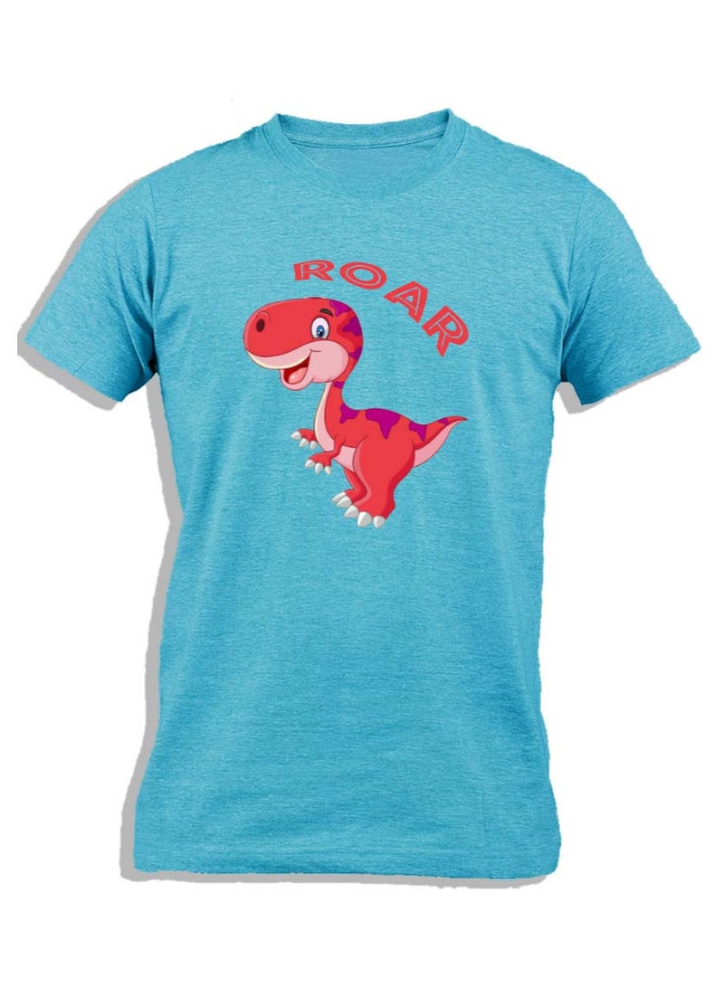 Ay Cabron™ Dinosaur Cartoon Comic T-Rex | Funny Prehistoric Dino | Tyrannosaurus Rex Fun Cotton T-Shirt For Kids Aqua