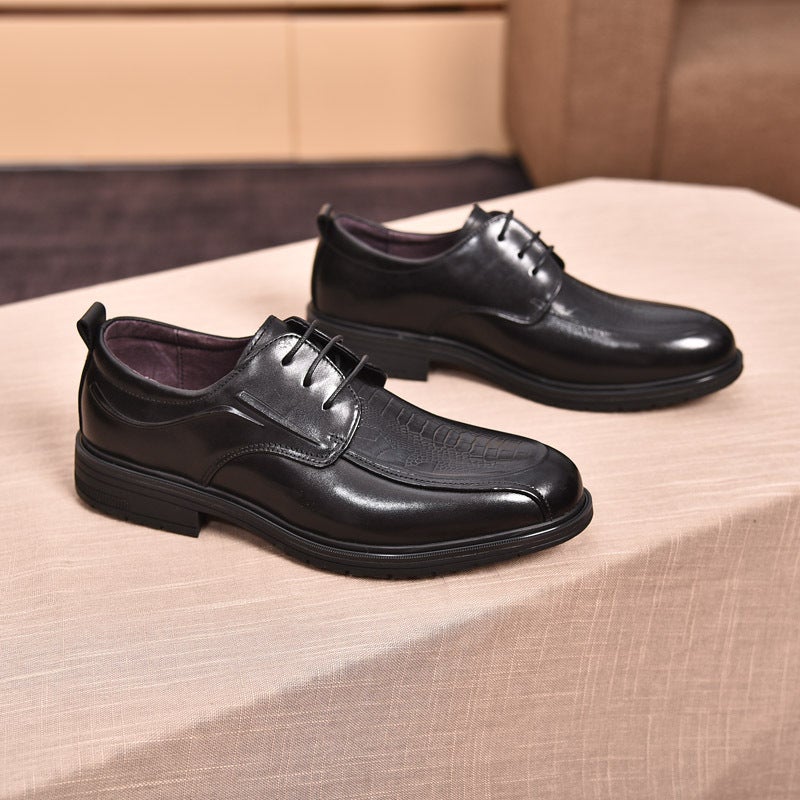 Mens Leather Shoes Leather Business Dress Handmade Oxford Shoes British Wedding Shoes Casual Breathable British Korean Pointed Shoes 1682 Black