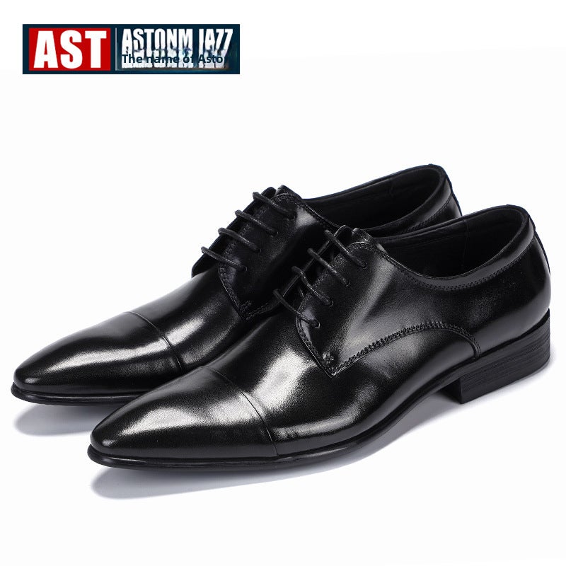 2024 New Genuine Leather Pointed Mens Dress ShoesBlack Black