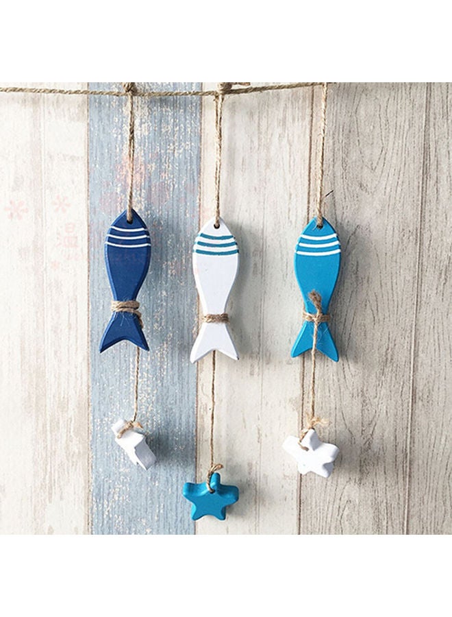 3-Piece Mediterranean Nautical Fish Ornament Blue/White