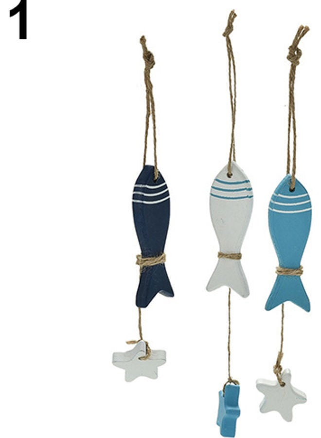 3-Piece Mediterranean Nautical Fish Ornament Blue/White