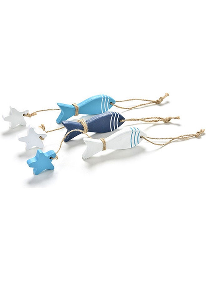 3-Piece Mediterranean Nautical Fish Ornament Blue/White