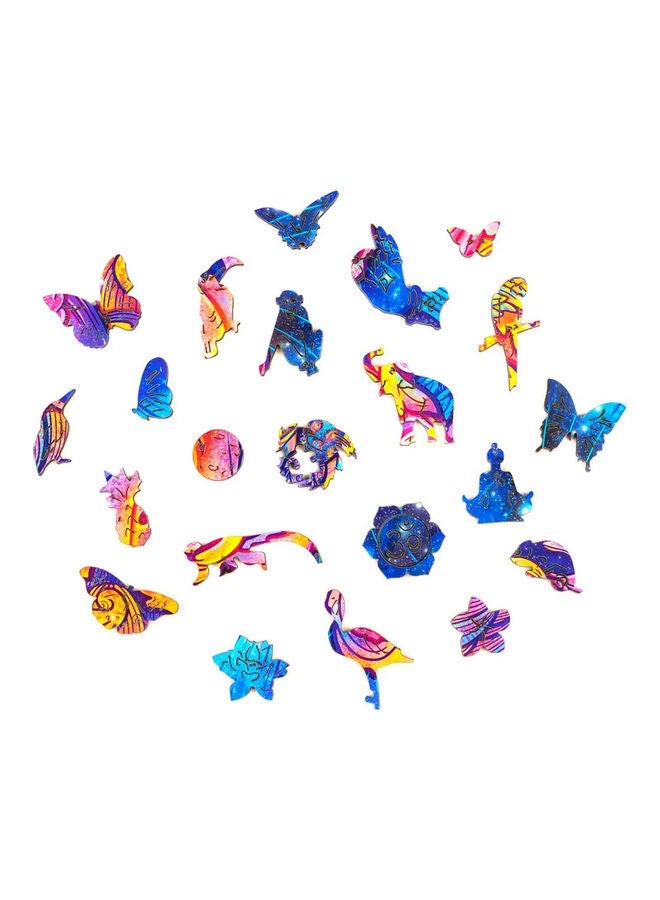 124-Piece Animal Shaped Wooden Jigsaw Puzzle