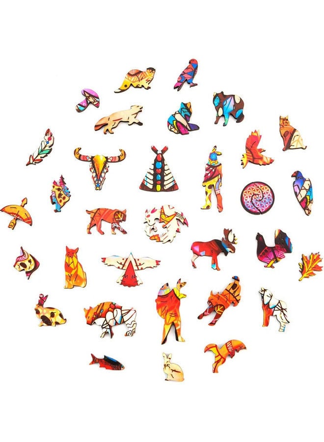 122-Piece Animal Shaped Wooden Jigsaw Puzzle Set