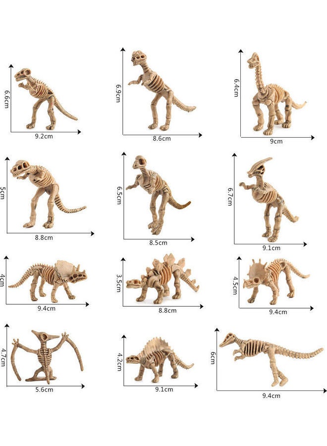 12-Piece Dinosaur Skeleton Figurine Toy Set